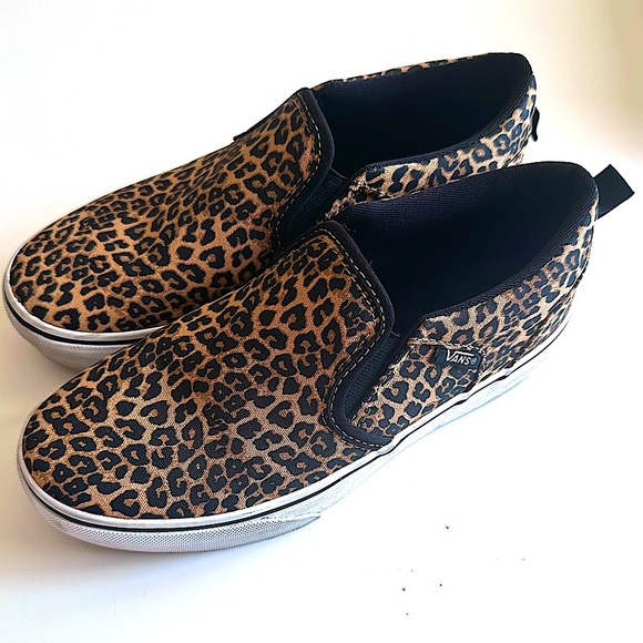 Leopard Print Platform Vans - Girls Size 4 - Picture 1 of 6